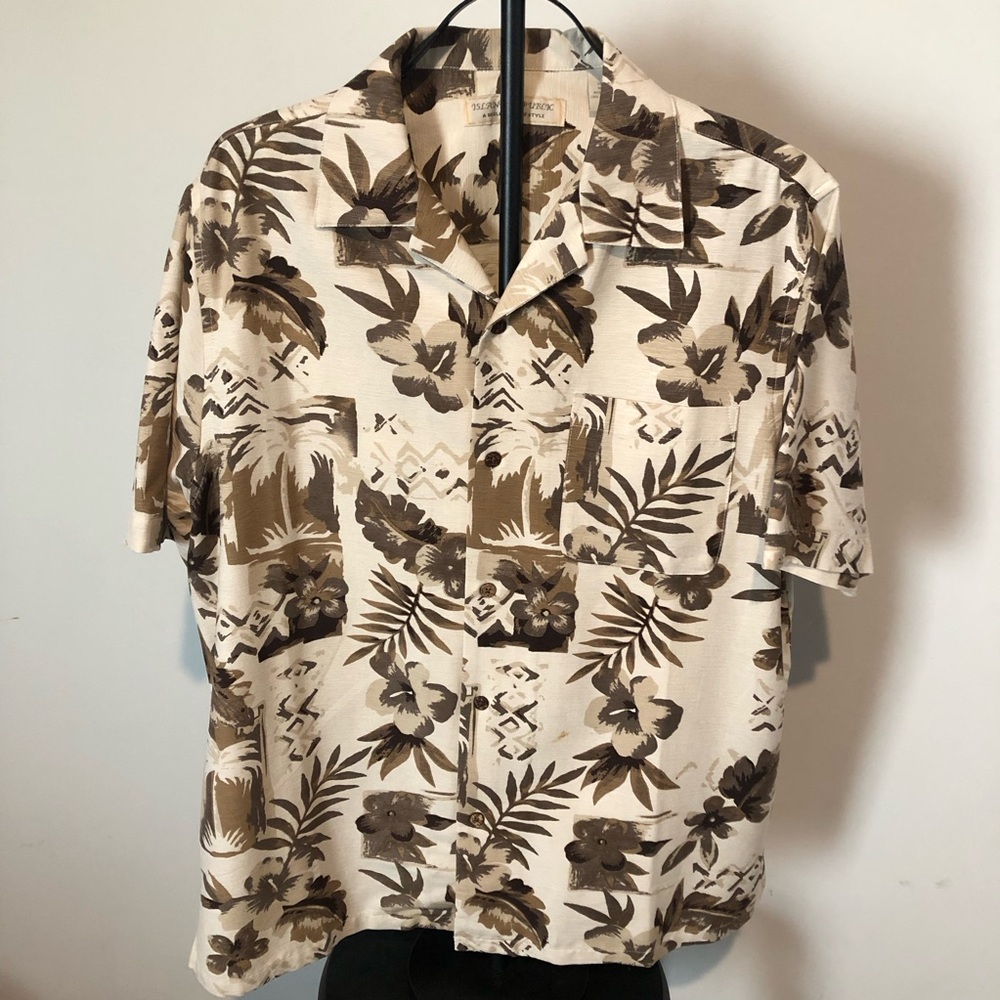 Island Republic Cream & Brown Tropical Camp Shirt